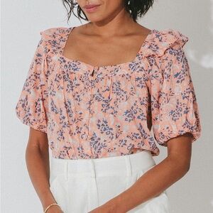 Cleobella Mariana Blouse Floral Square Neck Top Size Small